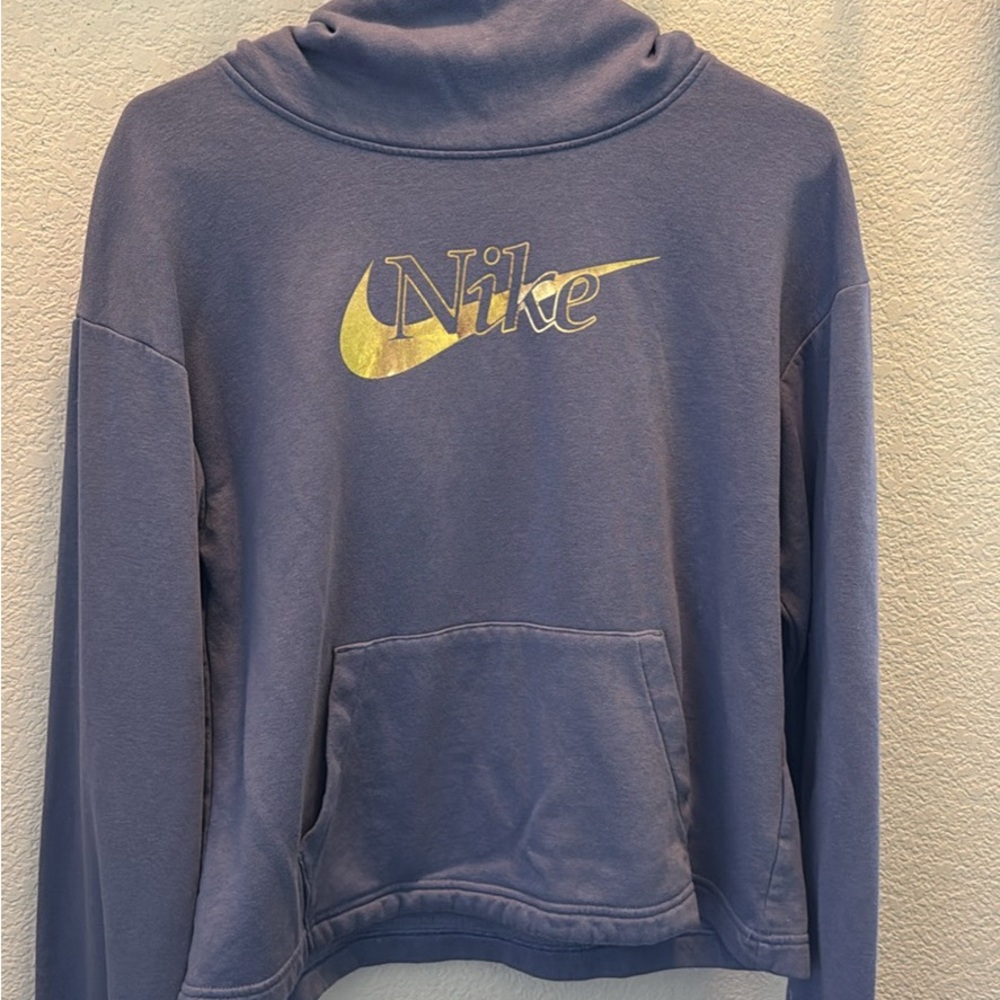 Nike Blue and Gold Cowl Neck Sweater